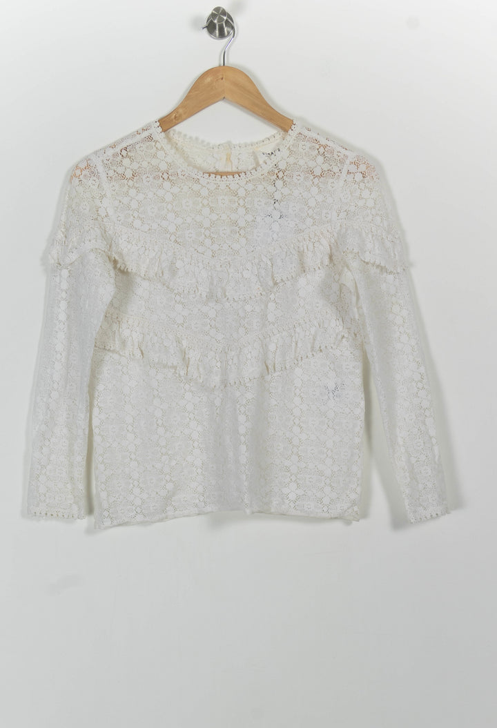 Blouse Dentelle Blanche - Taille S/36 de la marque Sézane | PARAD40040 - Vendu par Paradigme - Image 4
