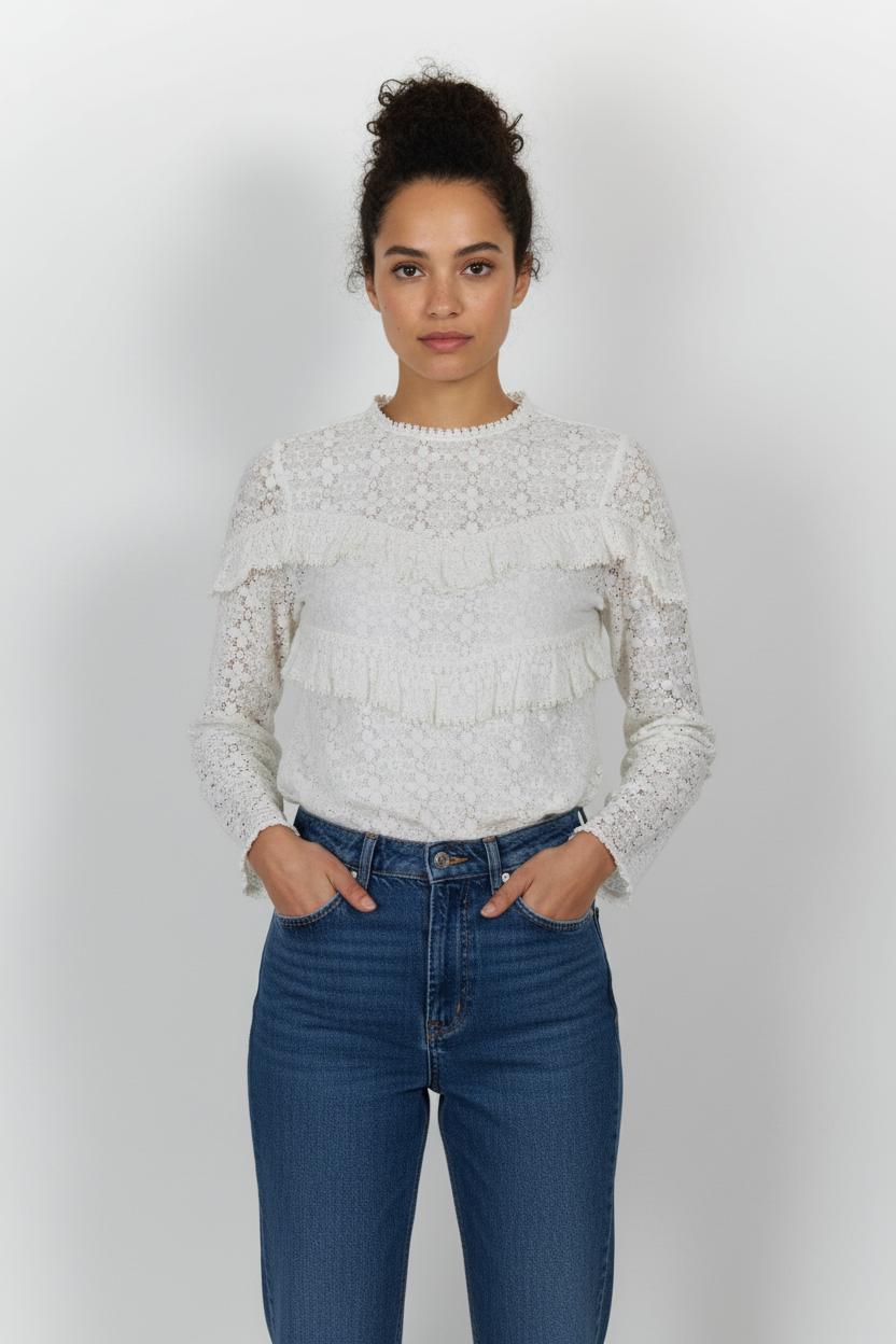 Blouse Dentelle Blanche - Taille S/36 de la marque Sézane | PARAD40040 - Vendu par Paradigme - Image 1