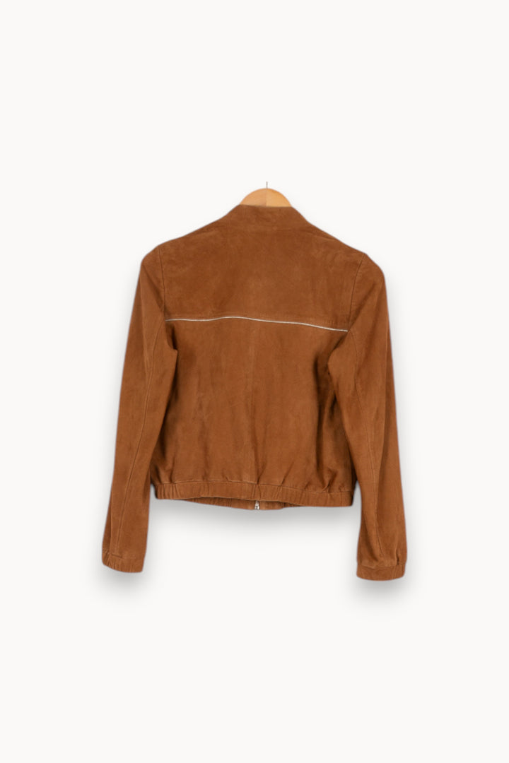 Veste en cuir marron - Taille XS/34 de la marque I.Code | PARAD40047 - Vendu par Paradigme - Image 3