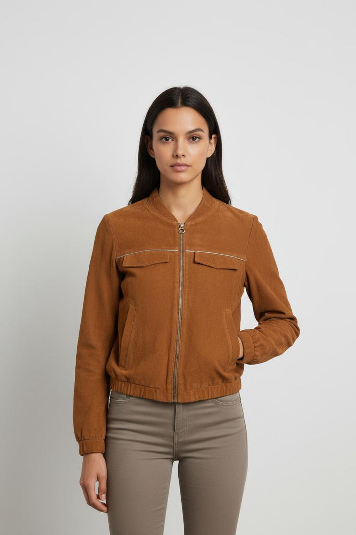 Veste en cuir marron - Taille XS/34