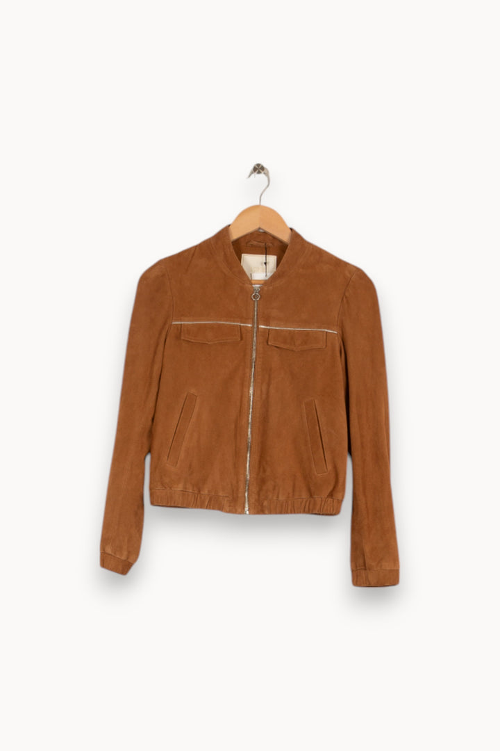 Veste en cuir marron - Taille XS/34 de la marque I.Code | PARAD40047 - Vendu par Paradigme - Image 1