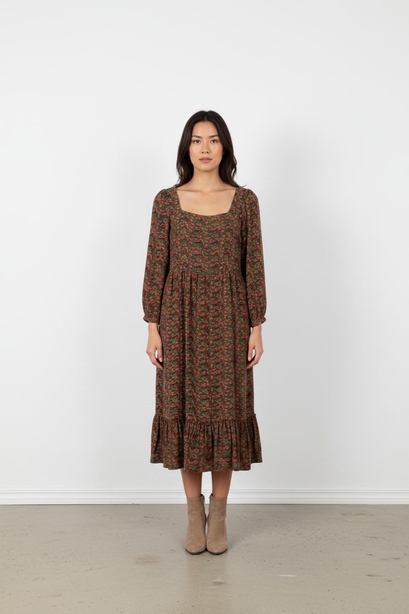 Robe longue verte à motifs - Taille M/38