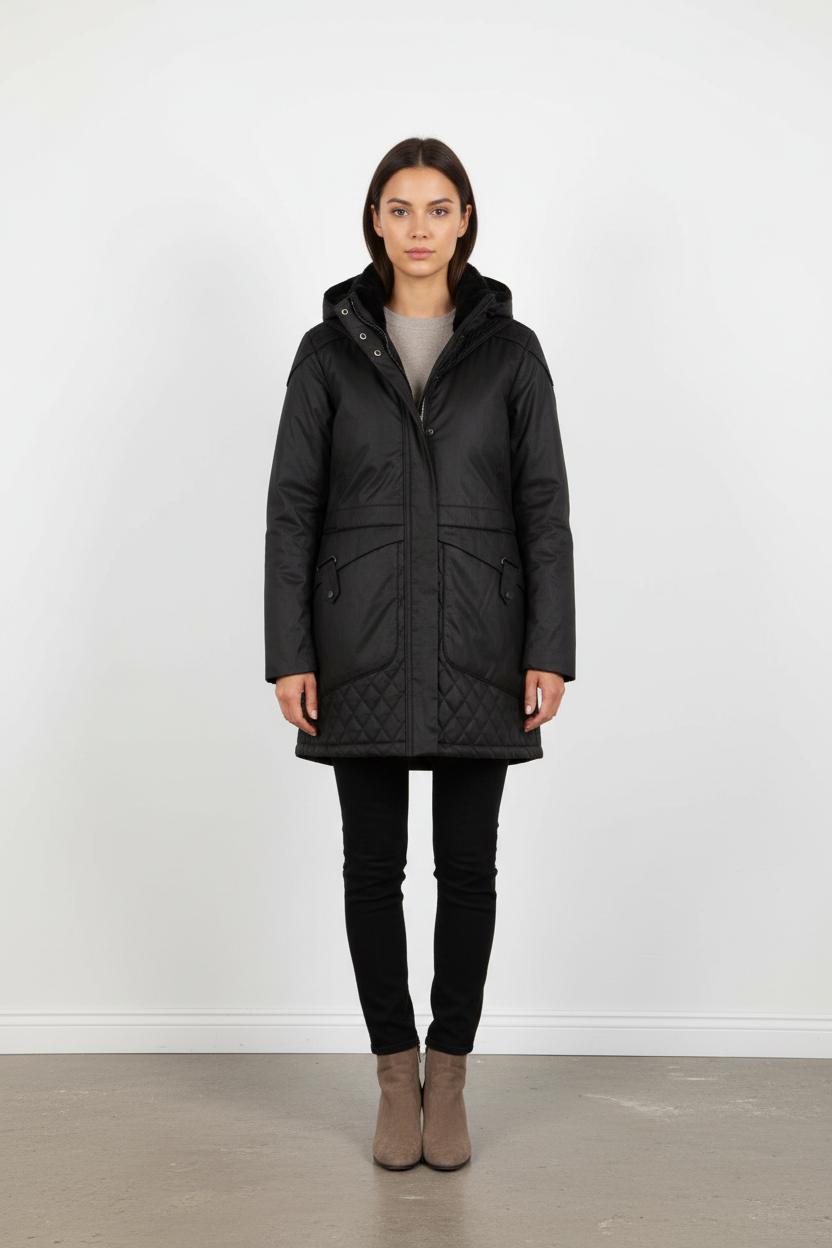 Manteau noir avec capuche - Taille XS/34
