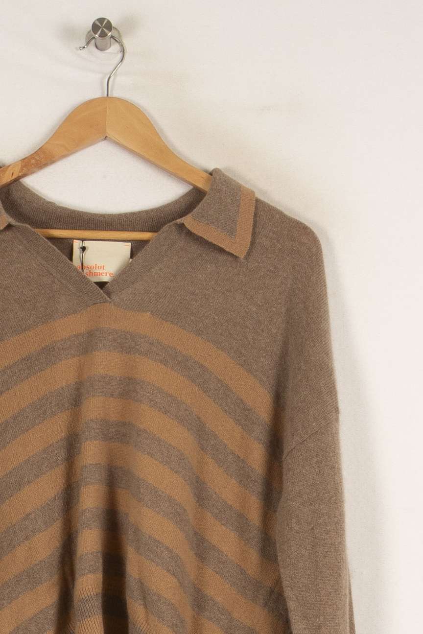 Pull/polo marron rayé - Taille S/36 de la marque Absolut Cashmere | PARAD40187 - Vendu par Paradigme - Image 2