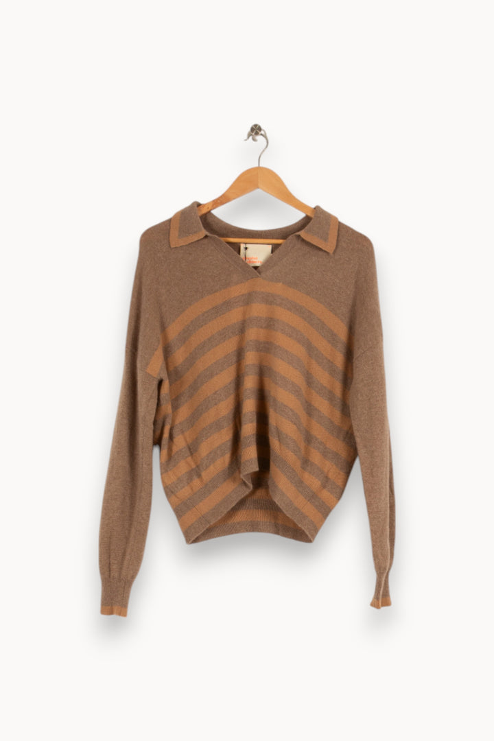 Pull/polo marron rayé - Taille S/36 de la marque Absolut Cashmere | PARAD40187 - Vendu par Paradigme - Image 1