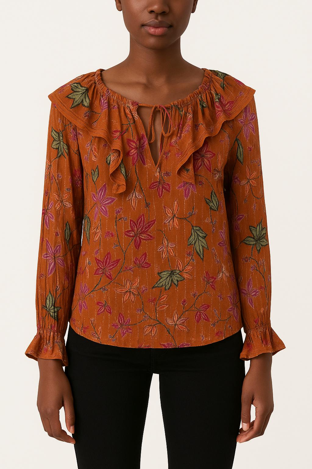 Blouse orange à motifs - Taille XS/34 de la marque Imprevu | PARAD40214 - Vendu par Paradigme - Image 1