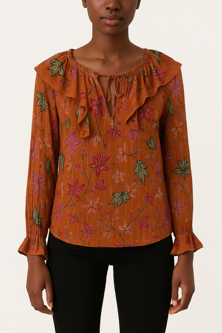 Blouse orange à motifs - Taille XS/34 de la marque Imprevu | PARAD40214 - Vendu par Paradigme - Image 1