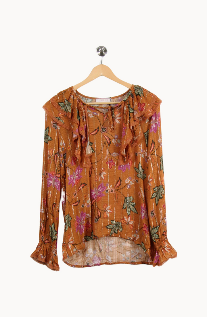 Blouse orange à motifs - Taille XS/34 de la marque Imprevu | PARAD40214 - Vendu par Paradigme - Image 2