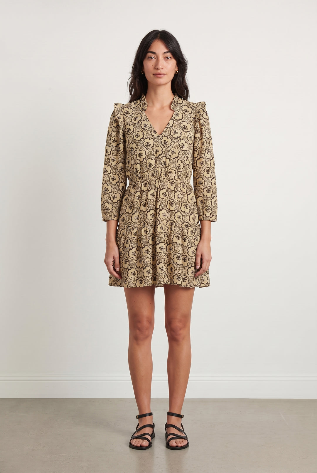 Robe beige à motifs - Taille M/38 de la marque ba&sh | PARAD40262 - Vendu par Paradigme - Image 1