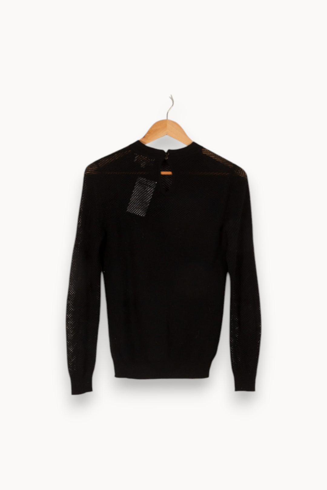 Pull noir à manches en résille - Taille S/36 de la marque Grace & Mila | PARAD40306 - Vendu par Paradigme - Image 3