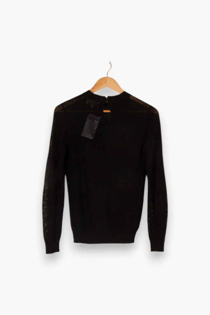 Pull noir à manches en résille - Taille S/36 de la marque Grace & Mila | PARAD40306 - Vendu par Paradigme - Image 3