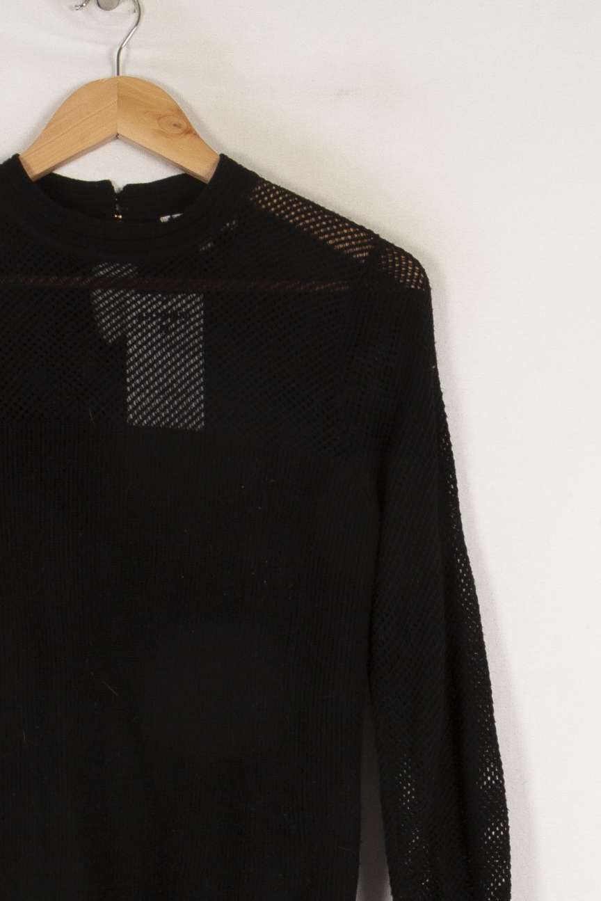 Pull noir à manches en résille - Taille S/36 de la marque Grace & Mila | PARAD40306 - Vendu par Paradigme - Image 2