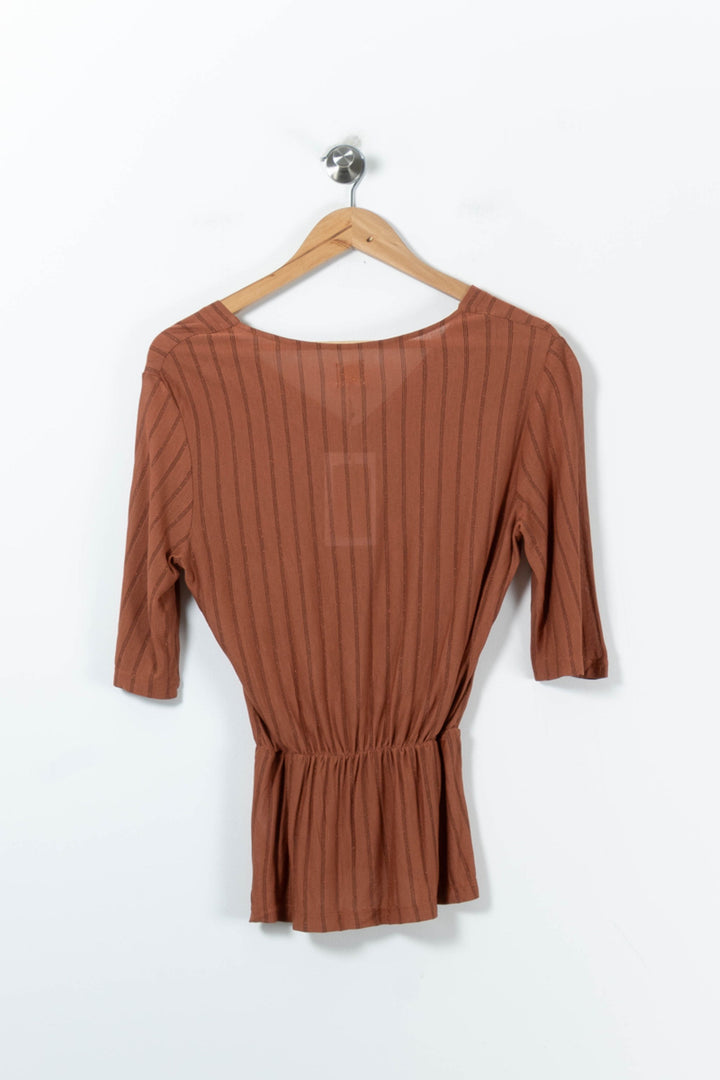 Top marron rayé - Taille S/36 de la marque Maison 123 | PARAD40338 - Vendu par Paradigme - Image 4