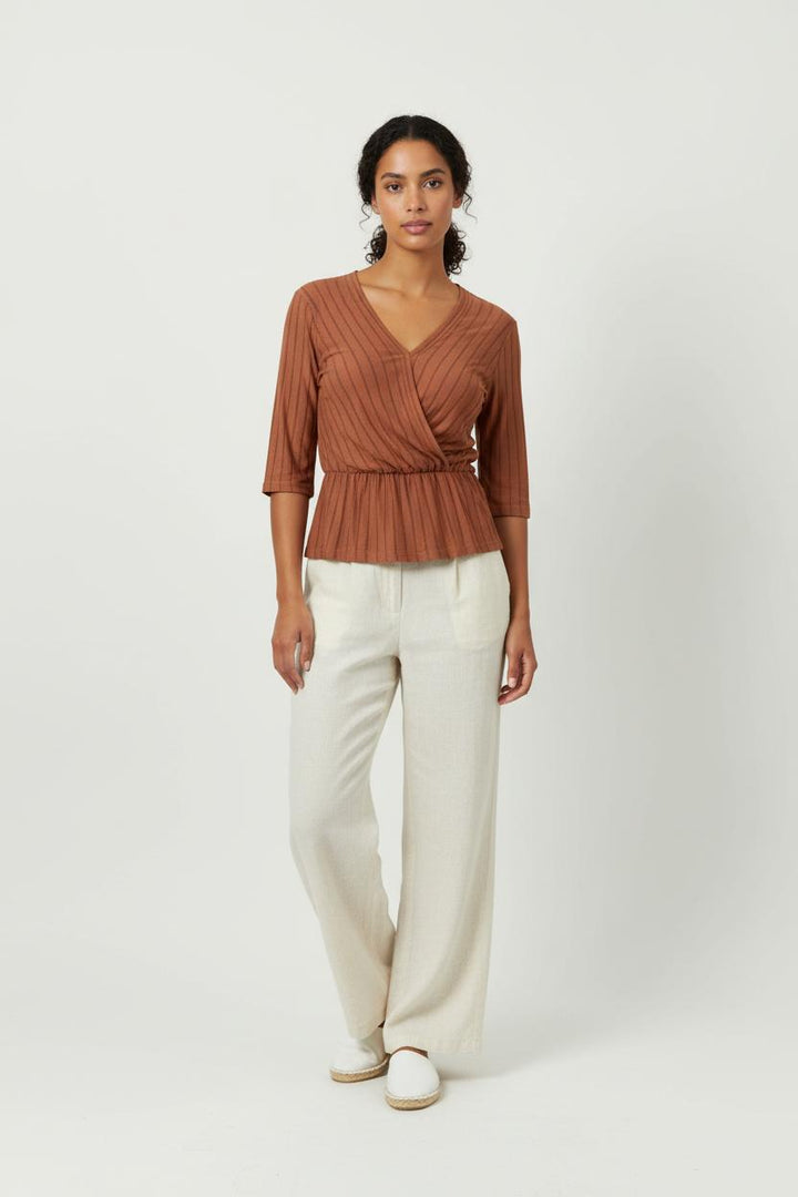 Top marron rayé - Taille S/36 de la marque Maison 123 | PARAD40338 - Vendu par Paradigme - Image 1