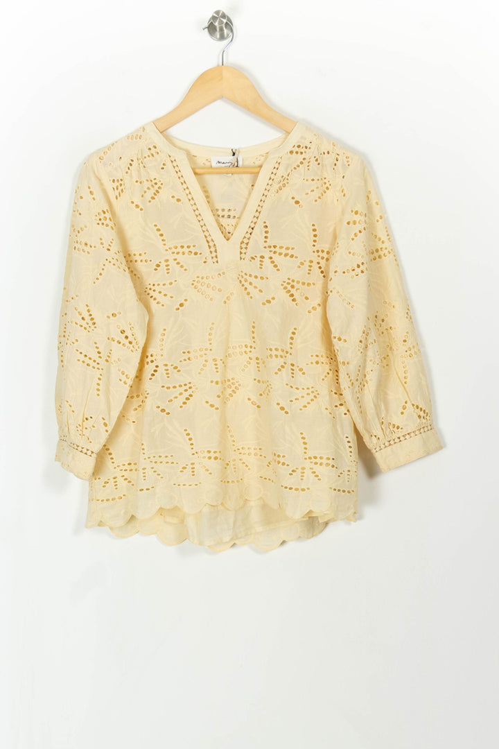Blouse en broderie beige - Taille M/38 de la marque Maison 123 | PARAD40339 - Vendu par Paradigme - Image 2