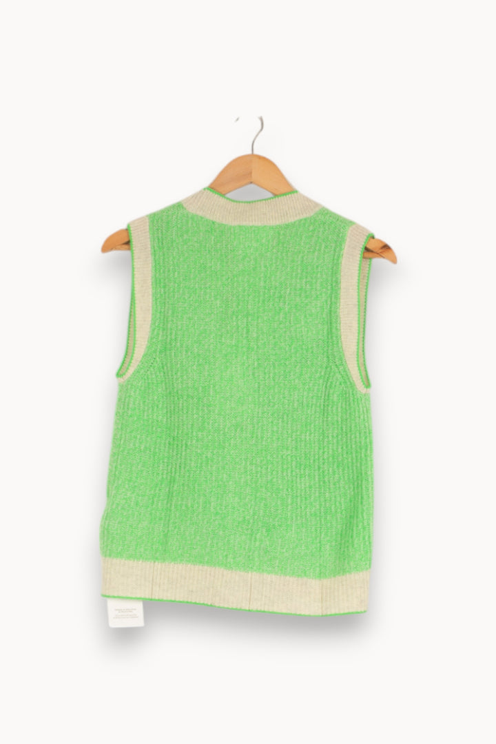 Cardigan en cachemire vert et gris - Taille S/36 de la marque Absolut Cashmere | PARAD40440 - Vendu par Paradigme - Image 3