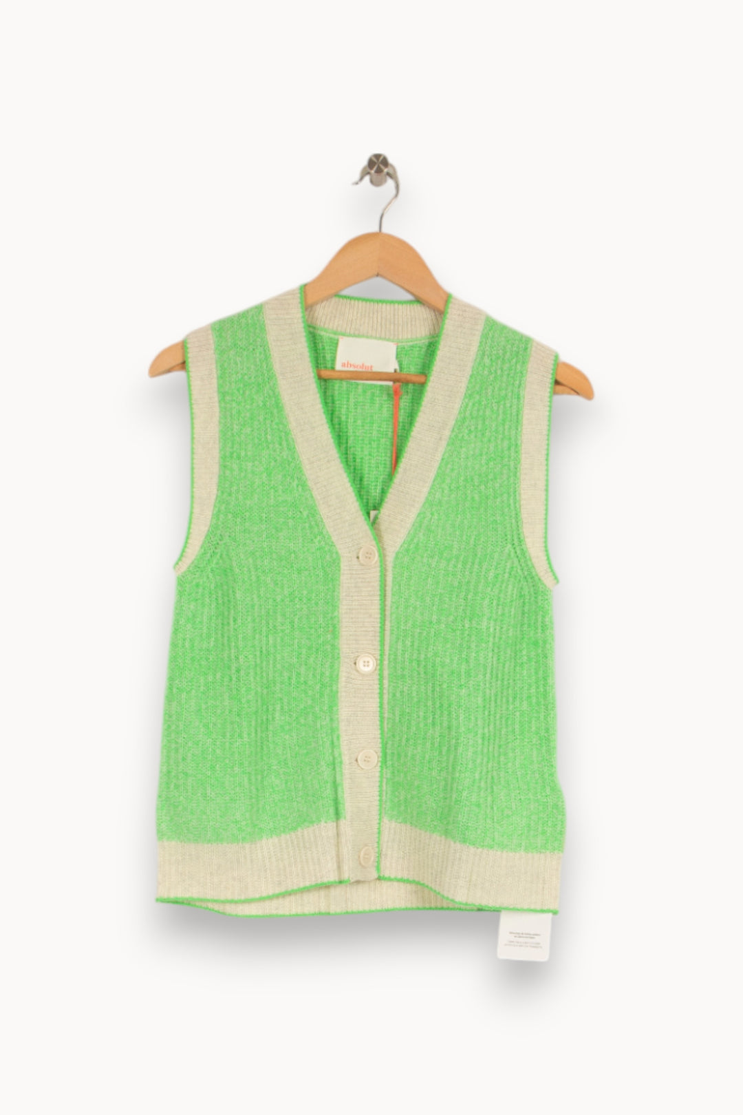 Cardigan en cachemire vert et gris - Taille S/36 de la marque Absolut Cashmere | PARAD40440 - Vendu par Paradigme - Image 1