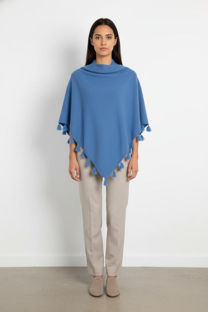Poncho en cachemire bleu - Taille S/36