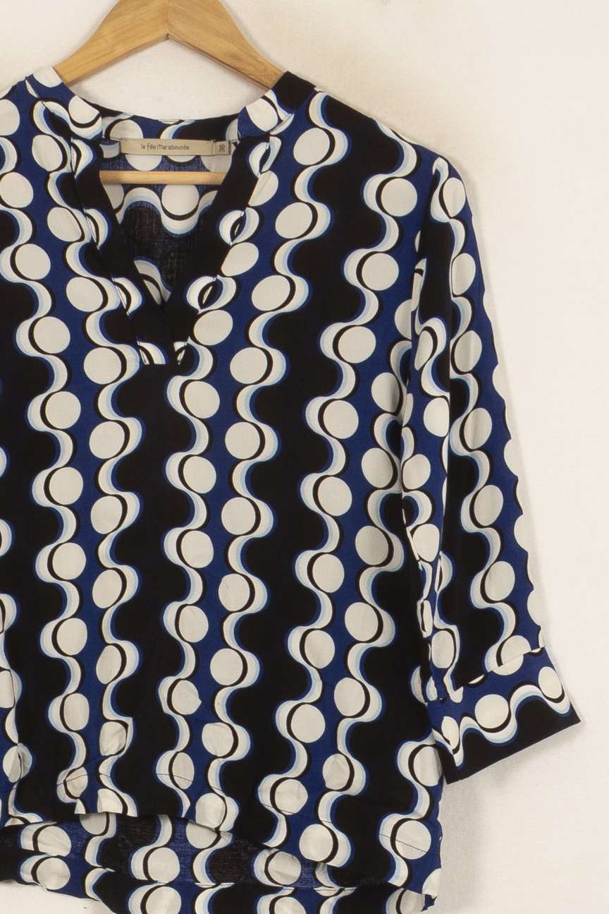 Blouse Bleue et Noire - Taille S/36 de la marque La Fée Maraboutée | PARAD40752 - Vendu par Paradigme - Image 8