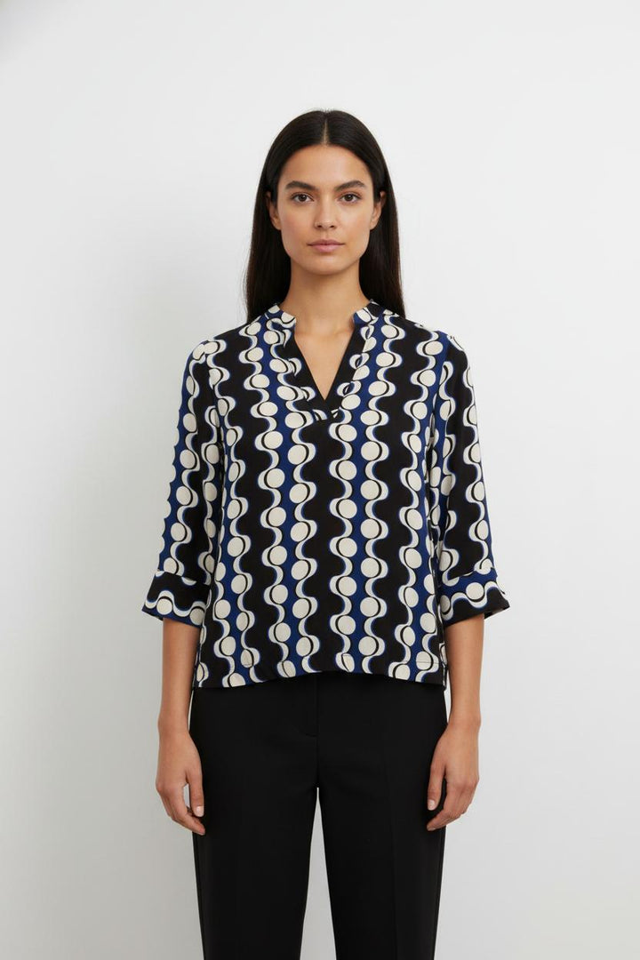Blouse Bleue et Noire - Taille S/36