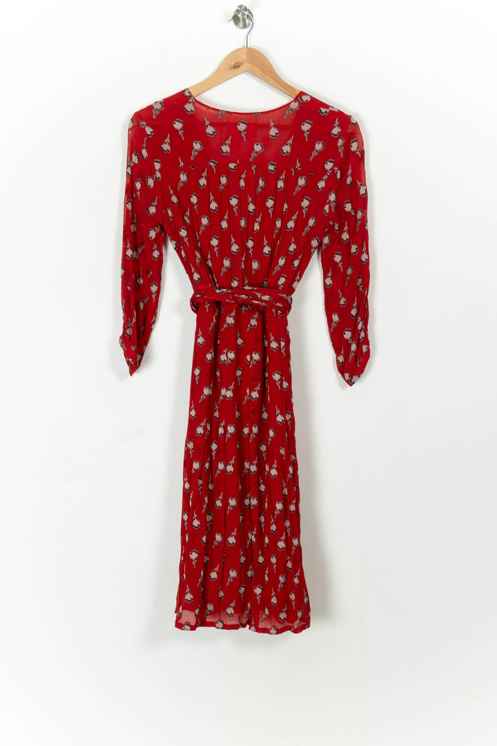 Robe midi rouge à motif - Taille XS/34 de la marque ba&sh | PARAD40799 - Vendu par Paradigme - Image 4