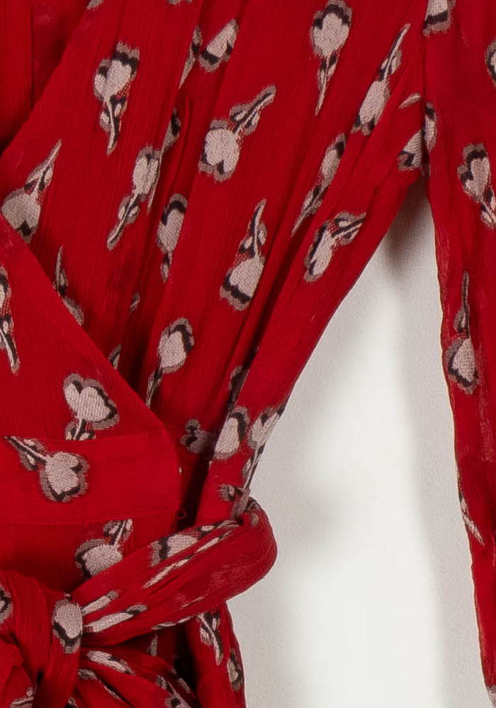 Robe midi rouge à motif - Taille XS/34 de la marque ba&sh | PARAD40799 - Vendu par Paradigme - Image 3