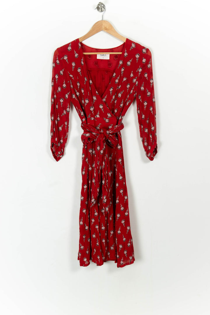 Robe midi rouge à motif - Taille XS/34 de la marque ba&sh | PARAD40799 - Vendu par Paradigme - Image 2