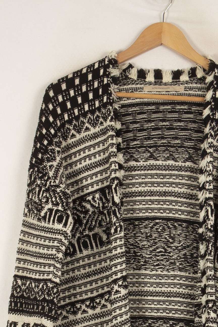 Veste noire et blanche - Taille S/36 de la marque La Fée Maraboutée | PARAD40808 - Vendu par Paradigme - Image 2