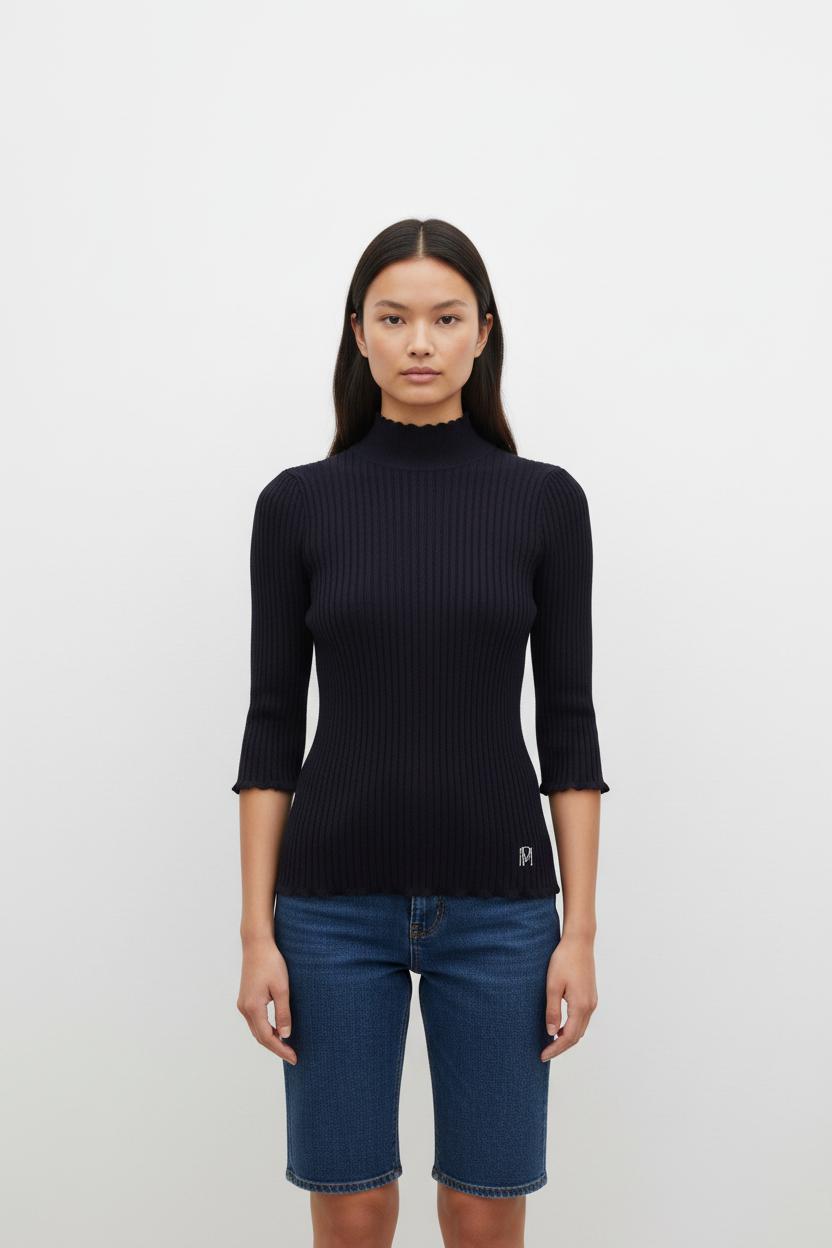 Pull côtelé bleu foncé - Taille XS/34