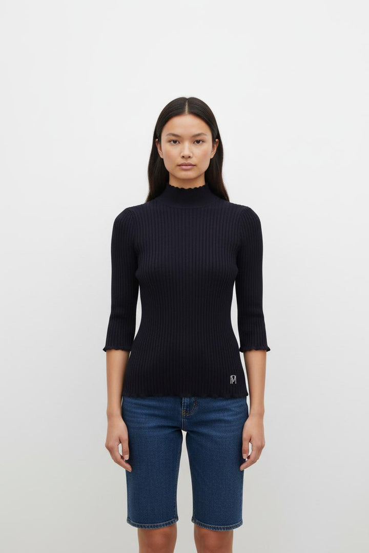 Pull côtelé bleu foncé - Taille XS/34