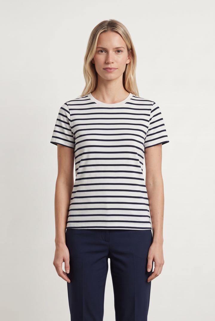 T-shirt blanc et bleu rayé - Taille M/38 de la marque IKKS | PARAD40938 - Vendu par Paradigme - Image 1
