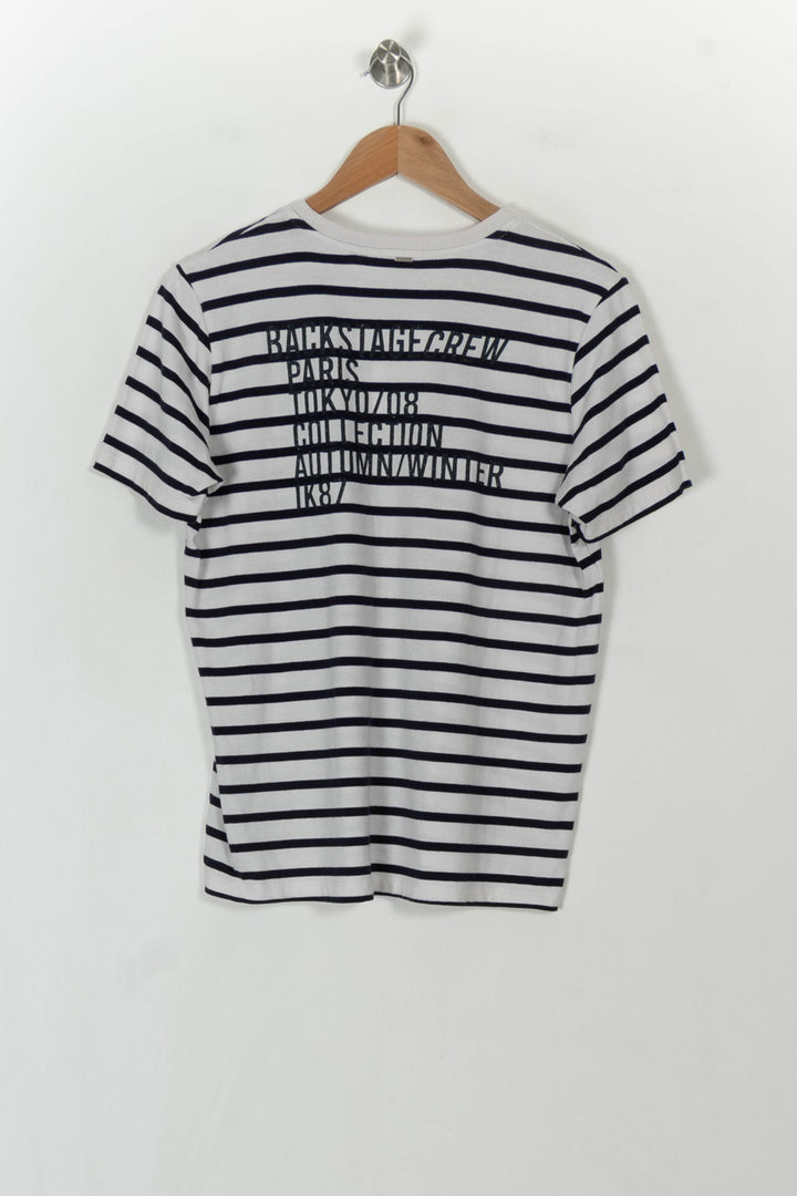 T-shirt blanc et bleu rayé - Taille M/38 de la marque IKKS | PARAD40938 - Vendu par Paradigme - Image 2