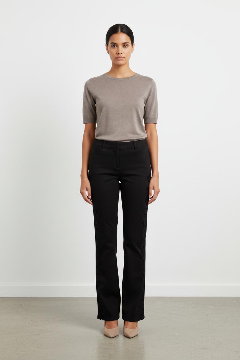 Pantalon noir avec broderies - Taille S/36