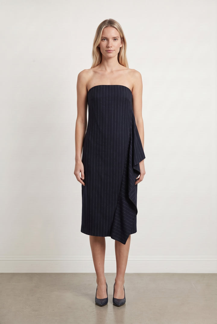 Robe bleue foncée rayée - Taille M/38 de la marque Tara Jarmon | PARAD41057 - Vendu par Paradigme - Image 1