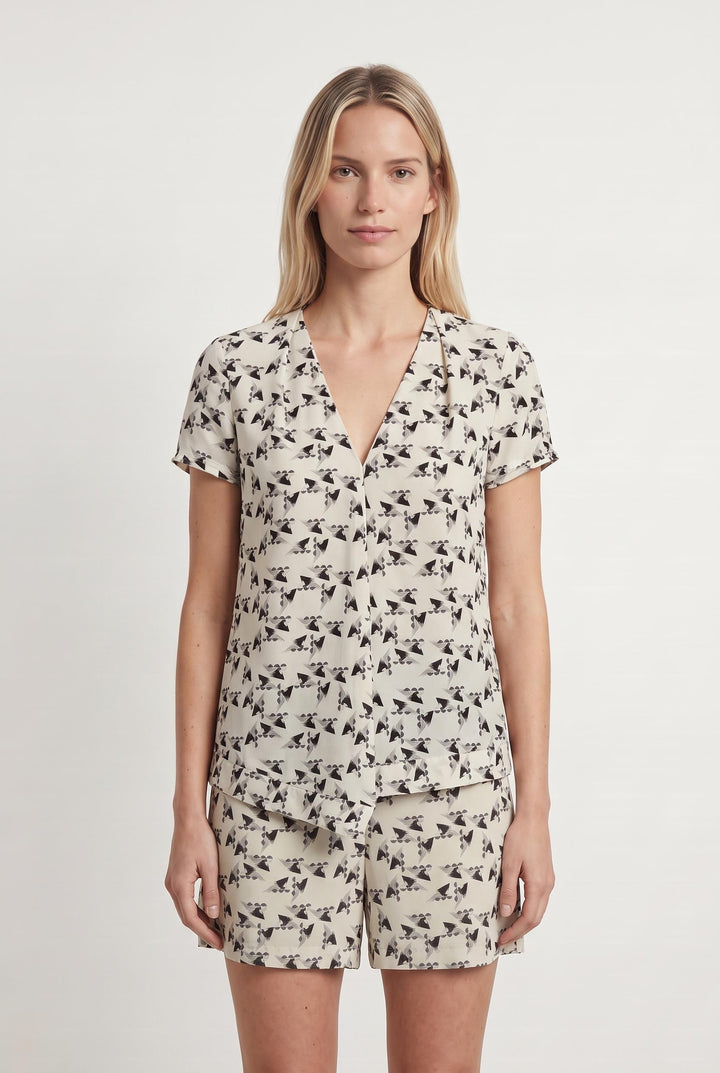 Blouse blanche à motifs - Taille XS/34 de la marque IKKS | PARAD41062 - Vendu par Paradigme - Image 1