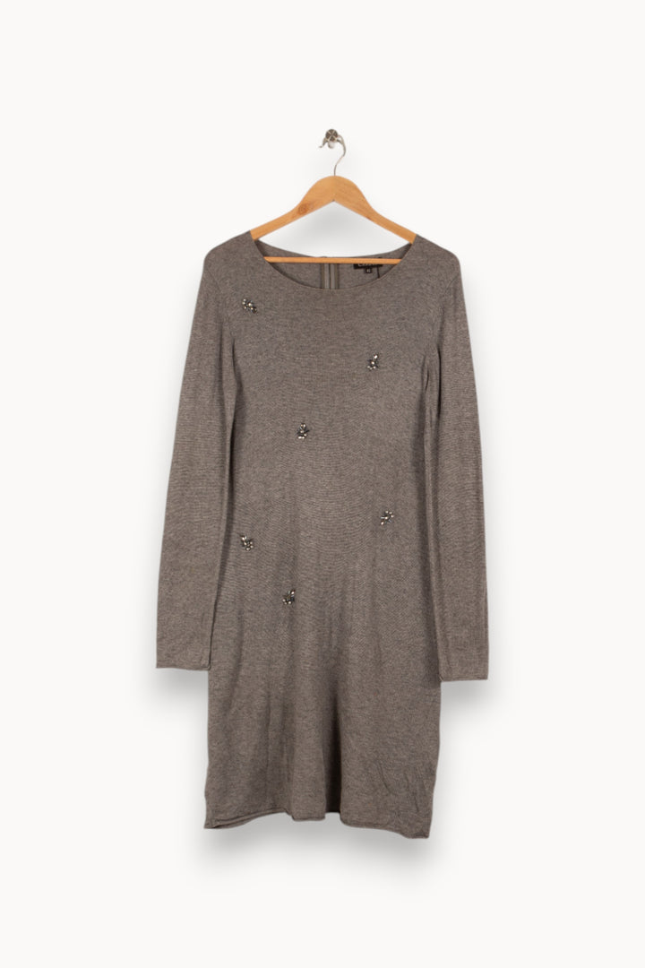 Robe-pull grise avec bijoux - Taille XL/42 de la marque Caroll | PARAD41071 - Vendu par Paradigme - Image 1