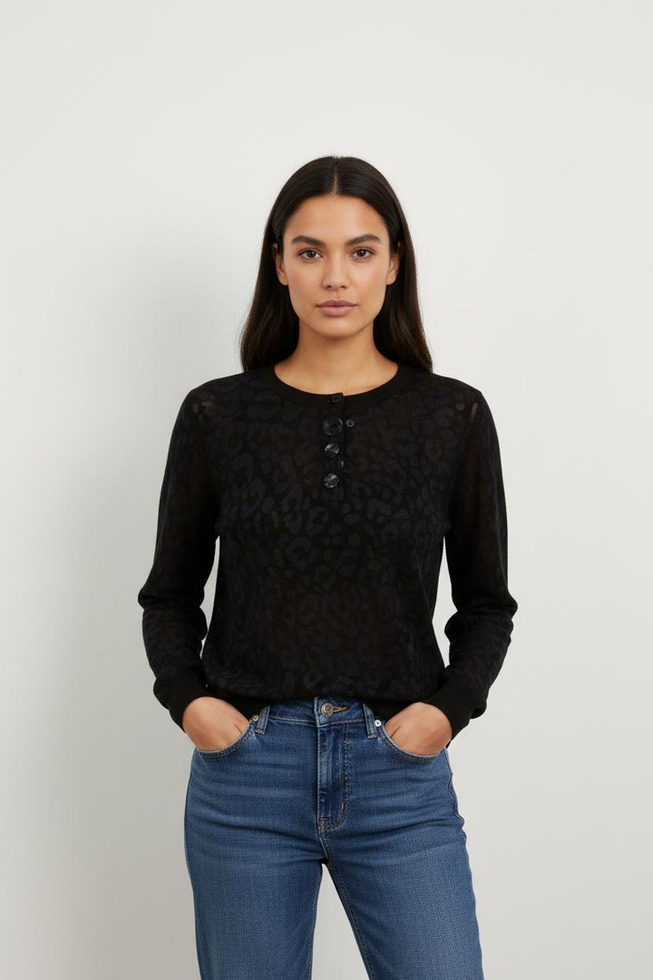 Pull bleu et noir léopard - Taille S/36