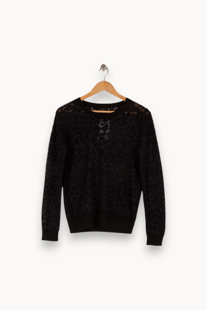 Pull bleu et noir léopard - Taille S/36 de la marque IKKS | PARAD41086 - Vendu par Paradigme - Image 1