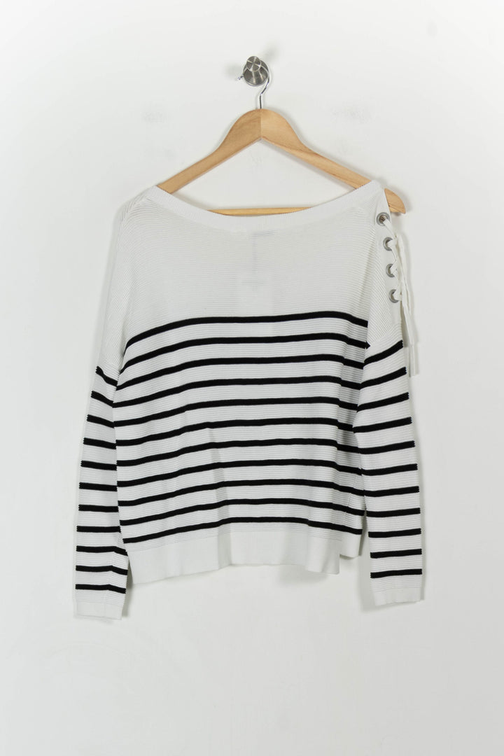 Pull rayé blanc et noir - Taille S/36 de la marque IKKS | PARAD41116 - Vendu par Paradigme - Image 4