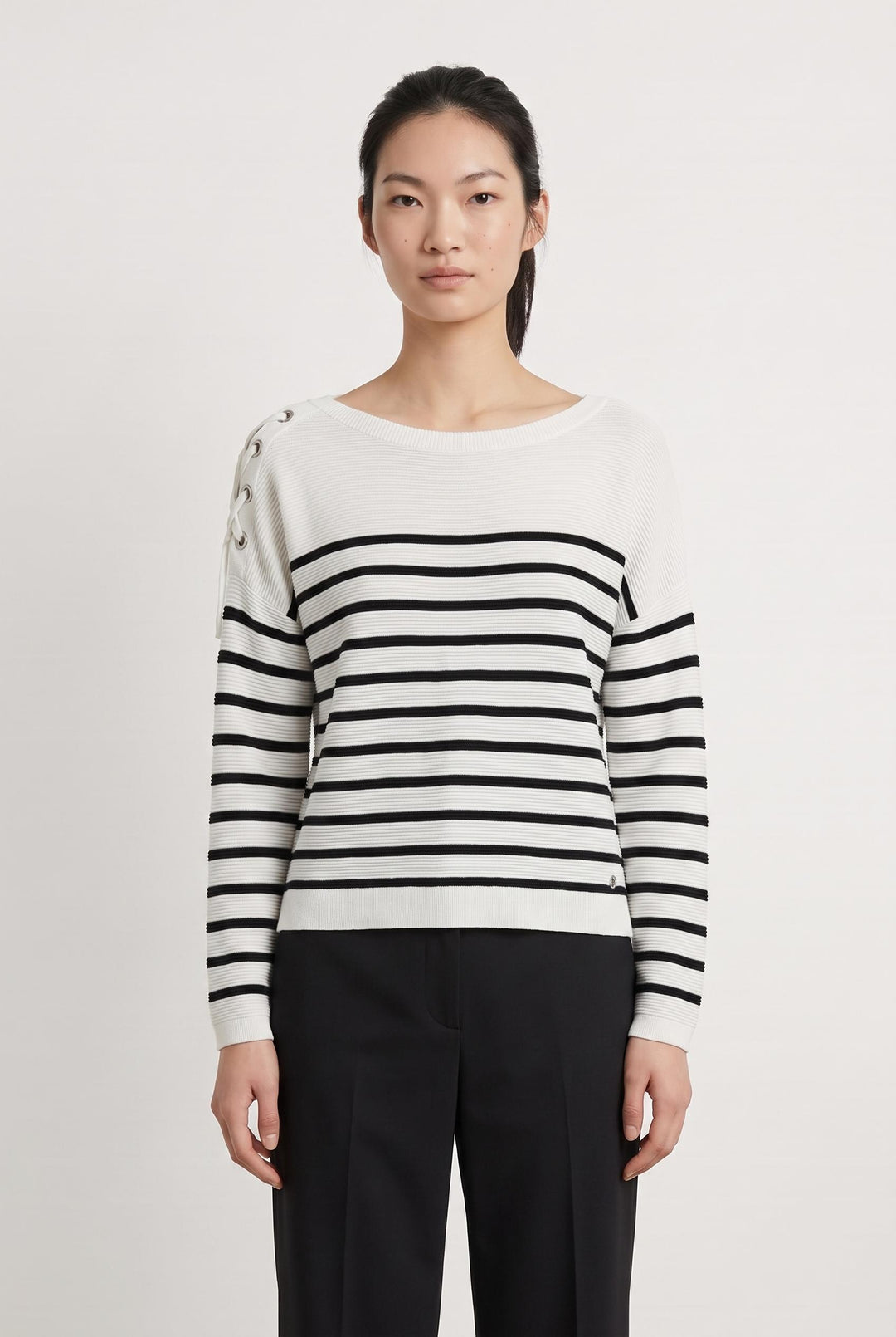 Pull rayé blanc et noir - Taille S/36 de la marque IKKS | PARAD41116 - Vendu par Paradigme - Image 1