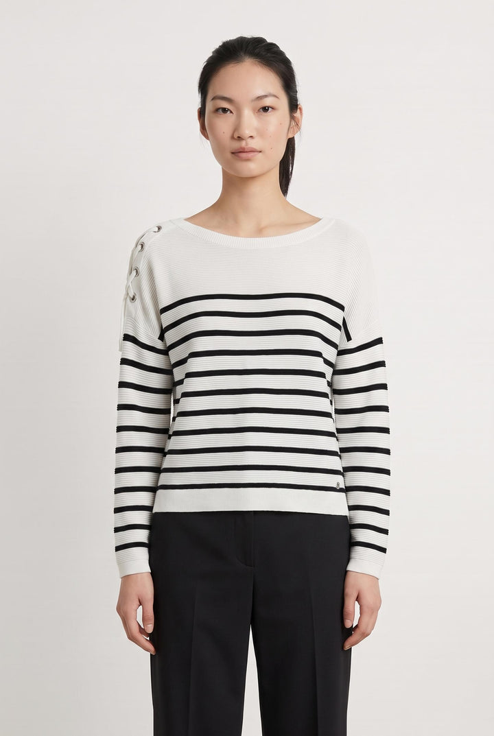 Pull rayé blanc et noir - Taille S/36 de la marque IKKS | PARAD41116 - Vendu par Paradigme - Image 1