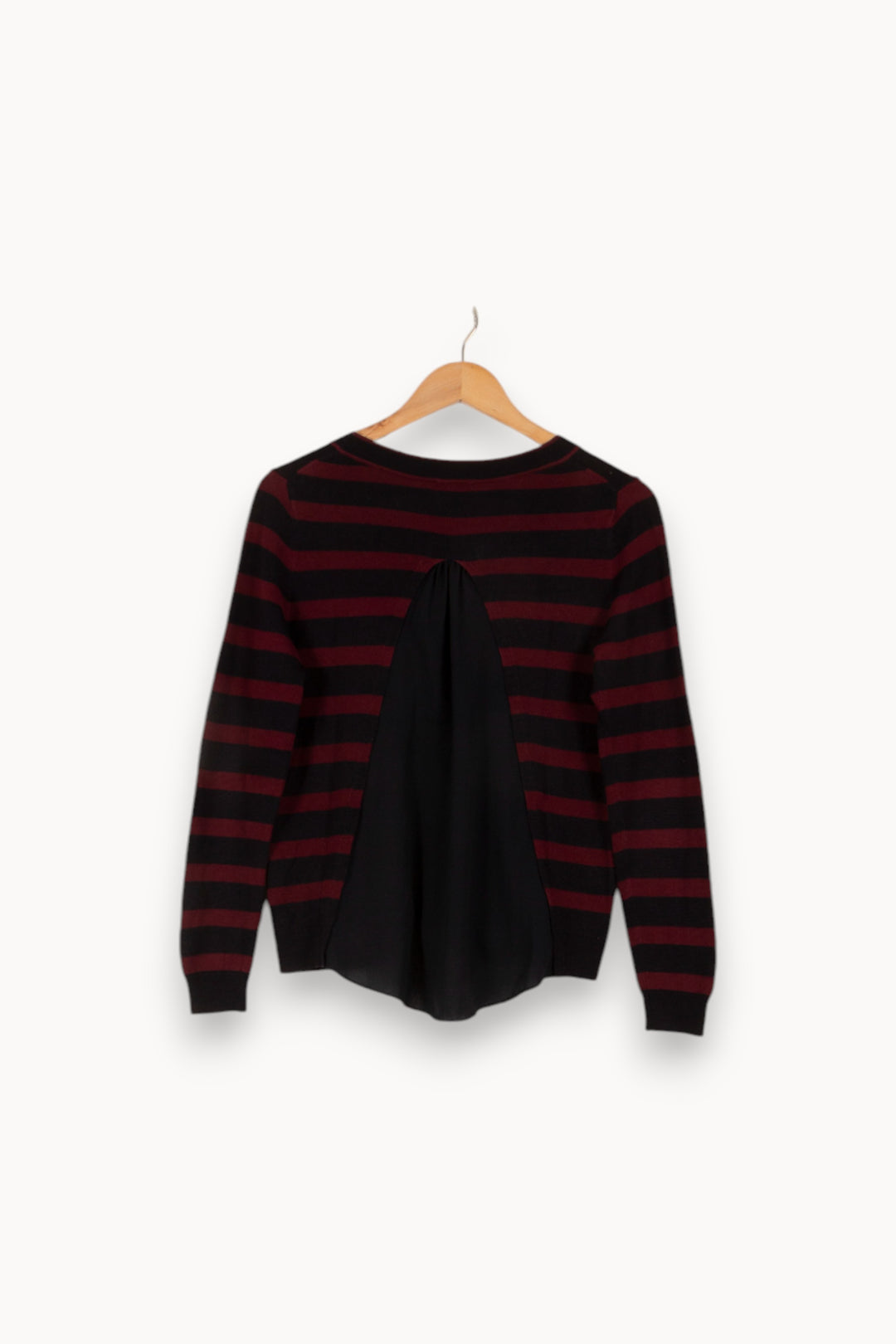 Cardigan rayé bordeaux et noir - Taille S/36 de la marque Claudie Pierlot | PARAD41165 - Vendu par Paradigme - Image 3