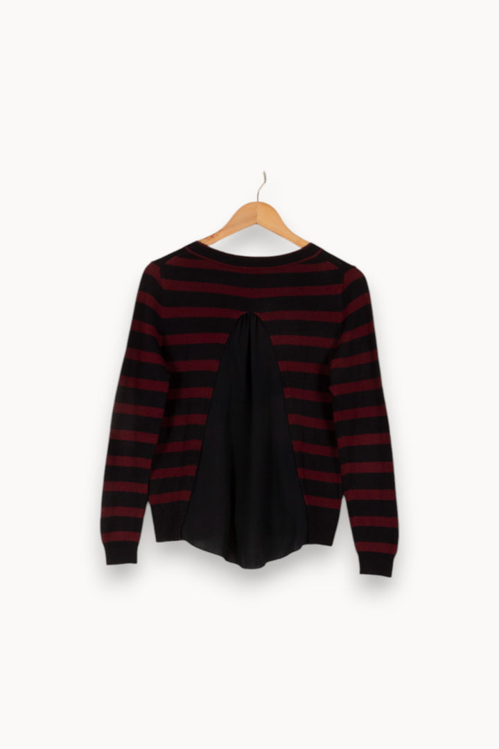 Cardigan rayé bordeaux et noir - Taille S/36 de la marque Claudie Pierlot | PARAD41165 - Vendu par Paradigme - Image 3