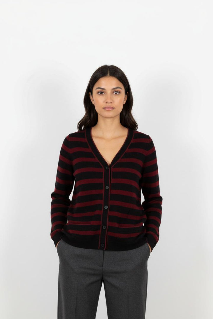 Cardigan rayé bordeaux et noir - Taille S/36