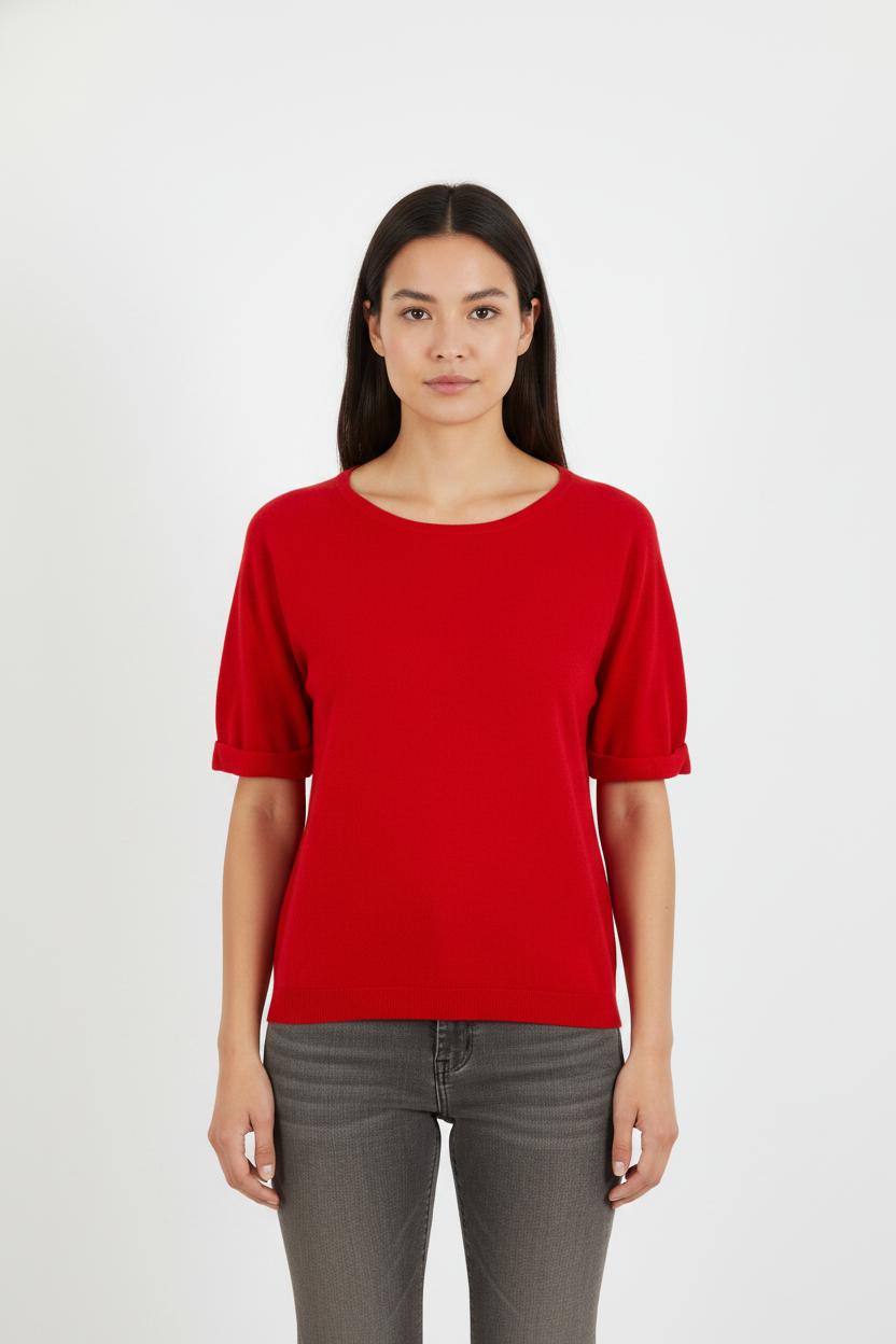 Pull manches courtes rouge - Taille S/36