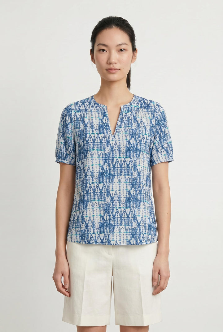 Blouse bleue à motifs - Taille M/38 de la marque Caroll | PARAD41269 - Vendu par Paradigme - Image 1