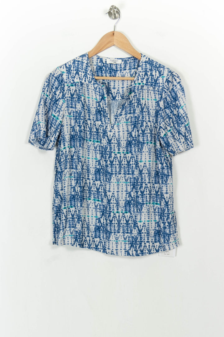 Blouse bleue à motifs - Taille M/38 de la marque Caroll | PARAD41269 - Vendu par Paradigme - Image 2