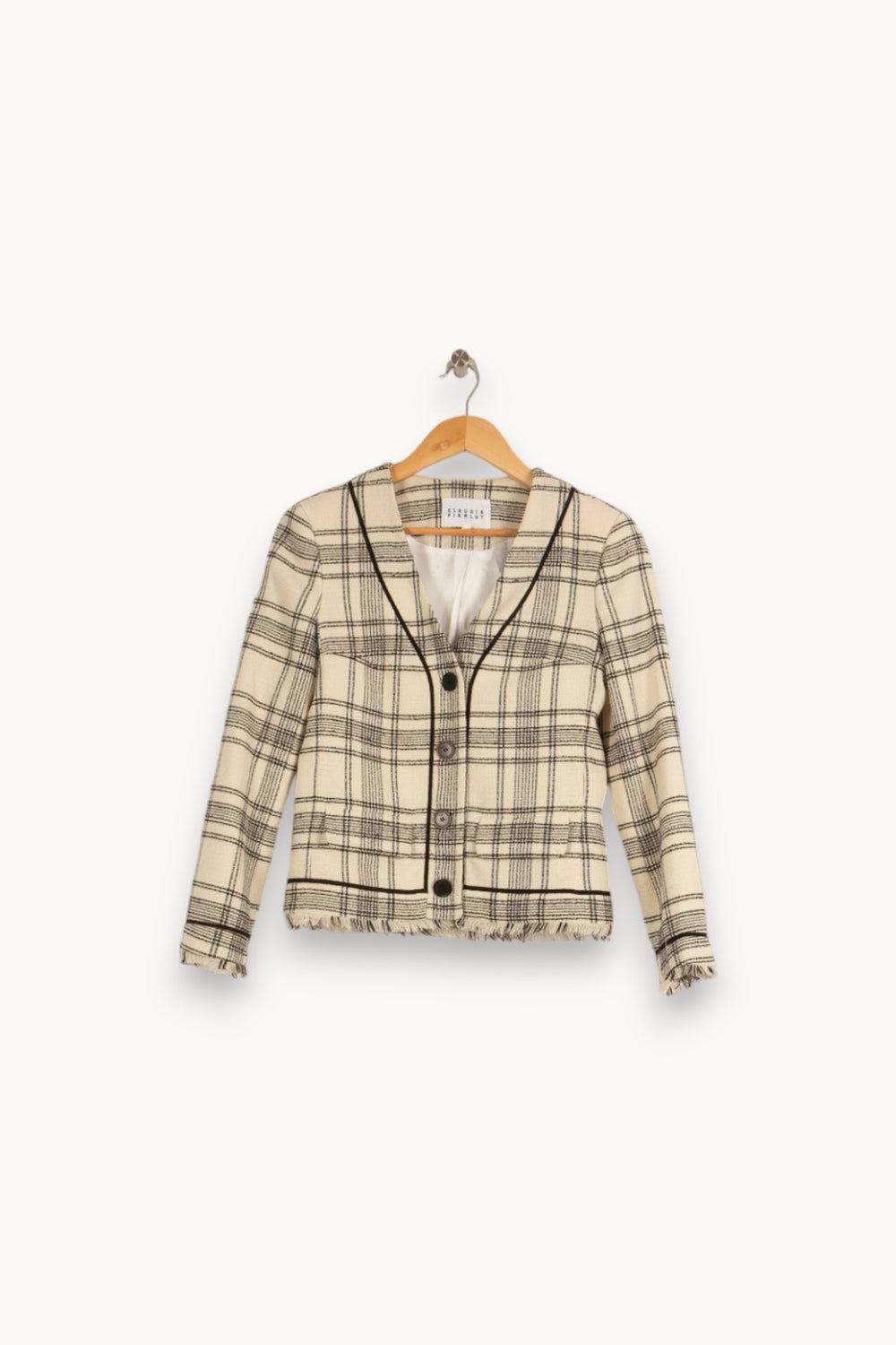 Parka blanche à carreaux - Taille S/36 de la marque Claudie Pierlot | PARAD41276 - Vendu par Paradigme - Image 1