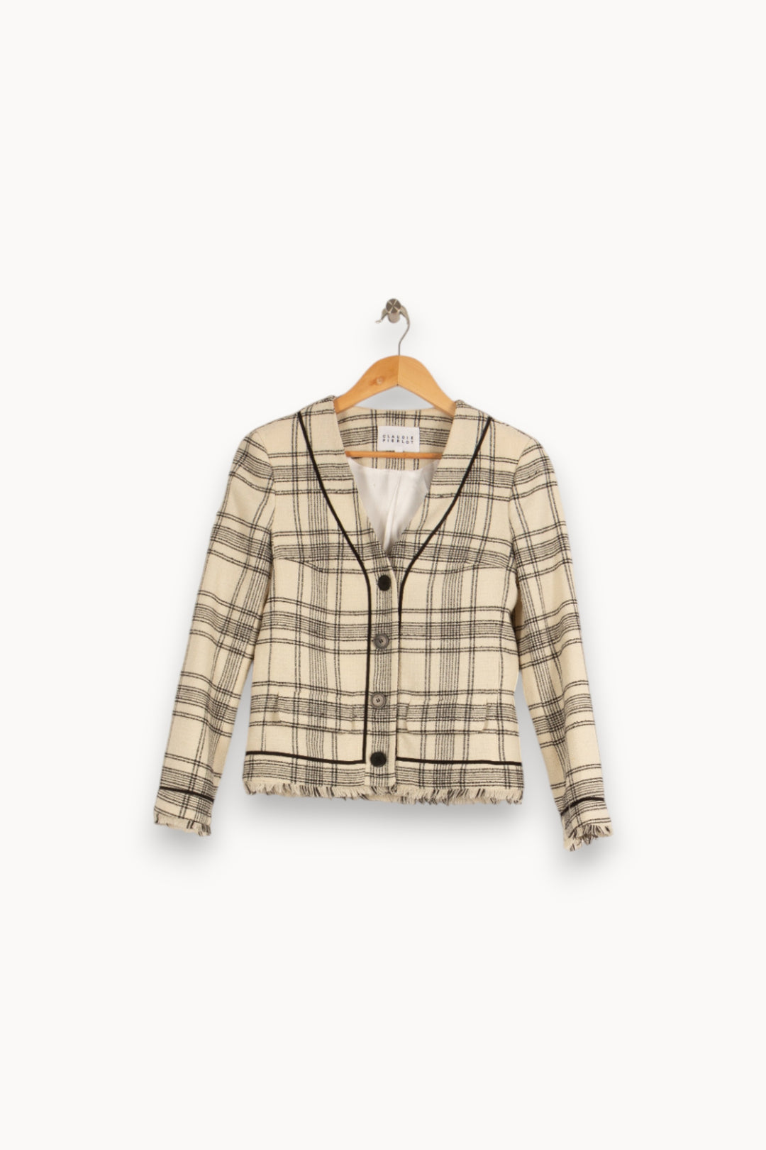 Parka blanche à carreaux - Taille S/36 de la marque Claudie Pierlot | PARAD41276 - Vendu par Paradigme - Image 1