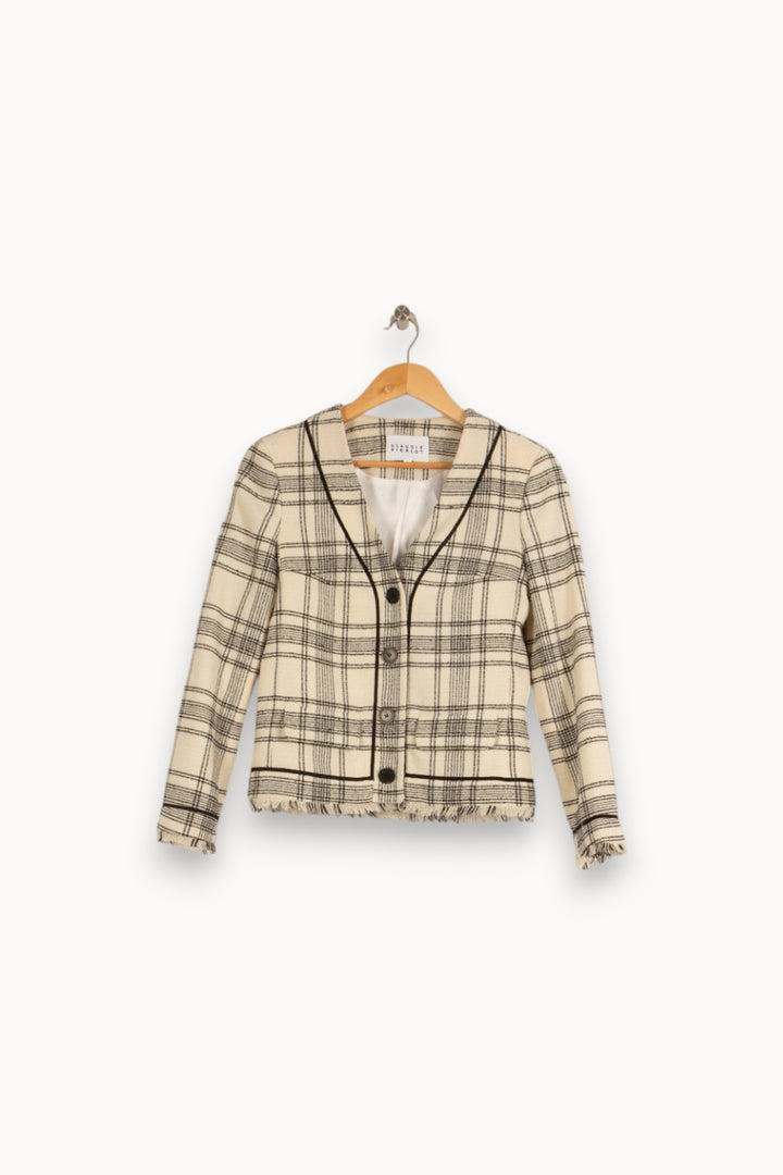 Parka blanche à carreaux - Taille S/36 de la marque Claudie Pierlot | PARAD41276 - Vendu par Paradigme - Image 1